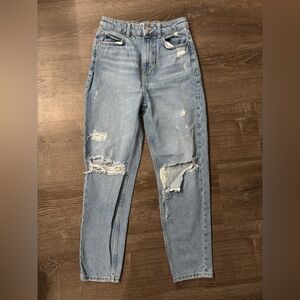 Zara Light Blue Distressed Boyfriend Jeans
